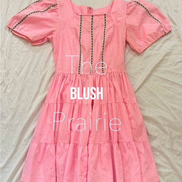 Dresses & Skirts - Blush Prairie Tiered Cottage Dress with Puff Sleeves